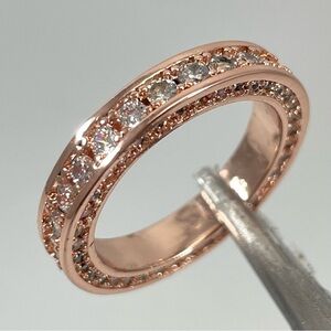 Rings Wedding Band Women’s Jewelry Eternity Diamond CZ Rose Gold Tone Plated